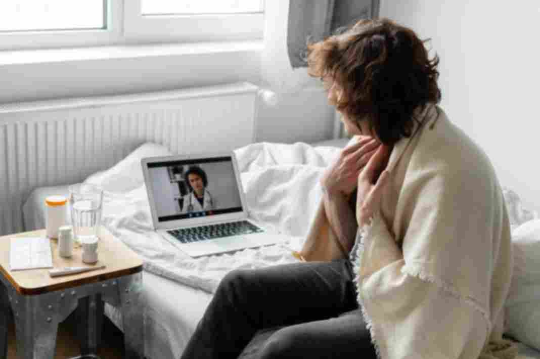 Patient receiving online mental health care Salisbury Eastern Shore through a private video visit with a provider