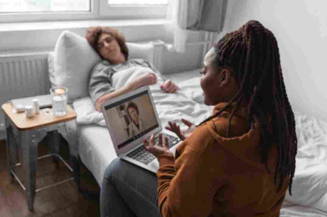 Couple in Bel Air joining a secure video appointment for online mental health care Bel Air Harford County